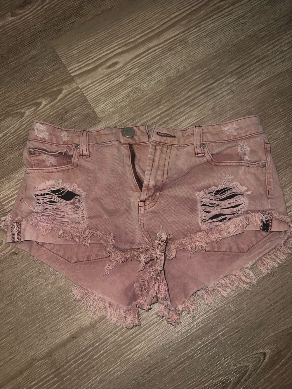 Pink Distressed Women's Denim Shorts